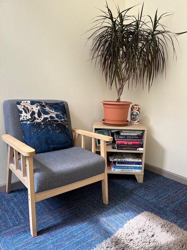 A glimpse of Melissa's calm, welcoming counselling room in Canterbury
